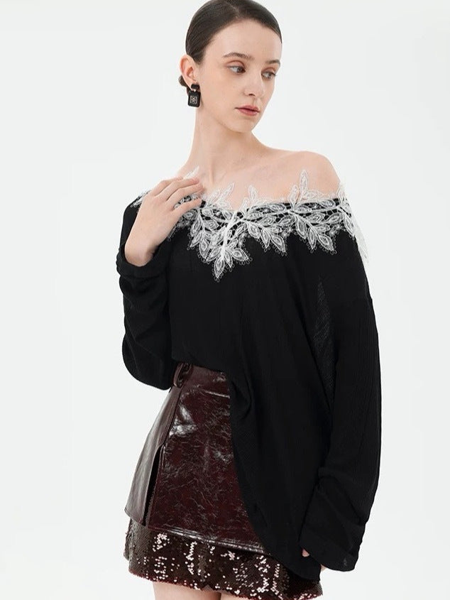 Camille Sequin Embellished Leather Mini Skirt in Burgundy Avalabel