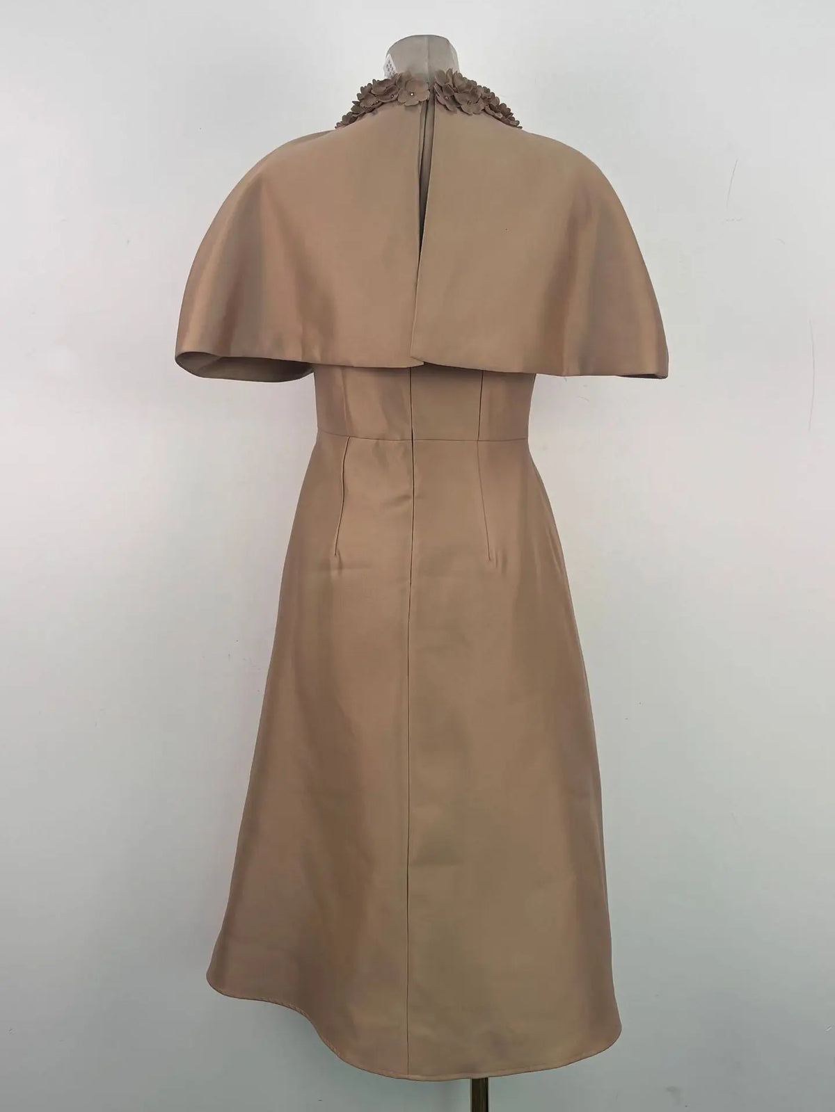michelle Khaki Cape Satin Midi Dress Avalabel