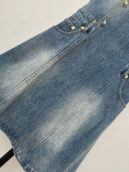 Denim Sleeveless Flared Mini Dress
