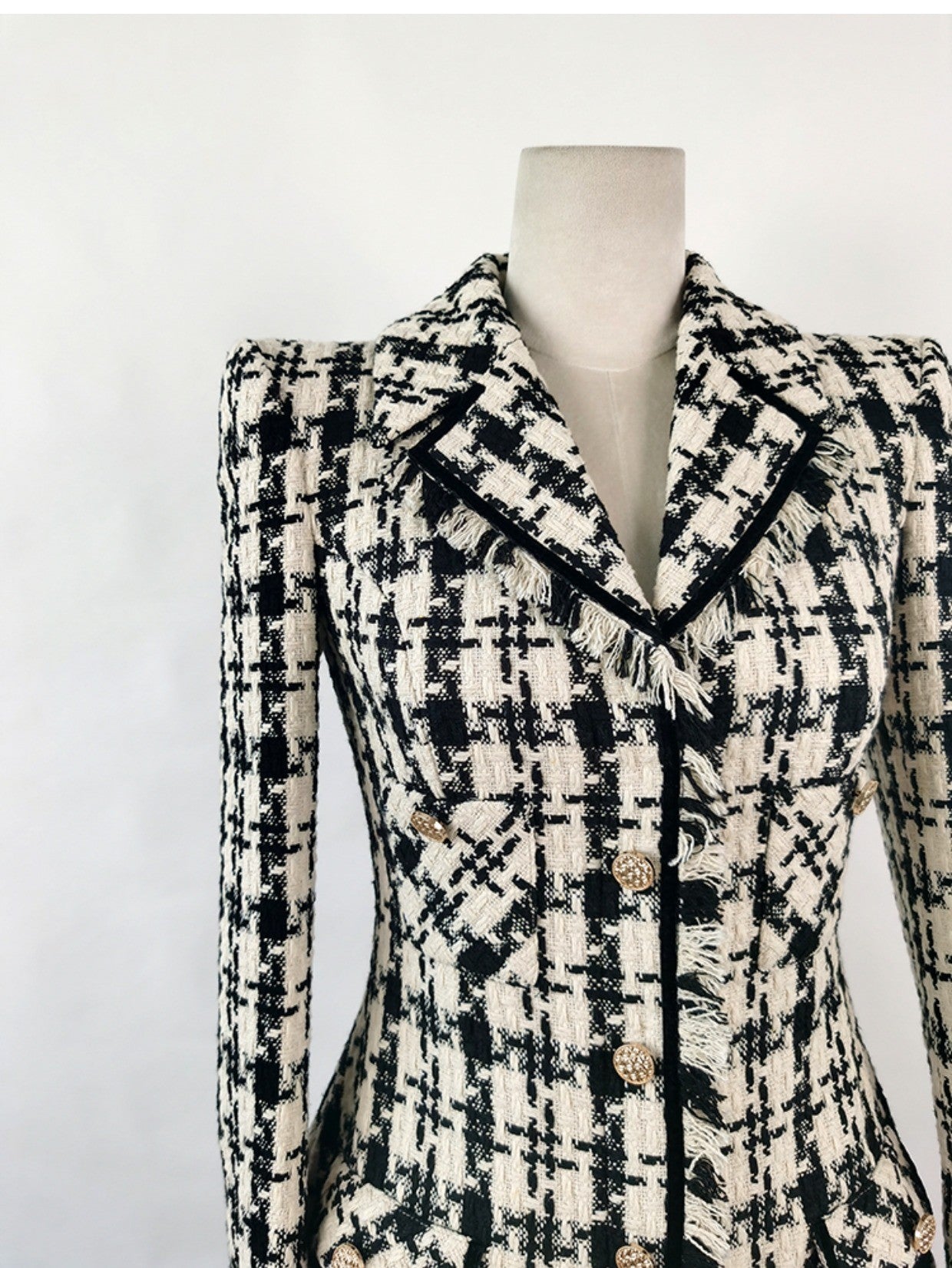 Ophelia Houndstooth Tweed Mini Dress