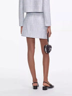 zenobia pale blue Tweed mini skirt Avalabel