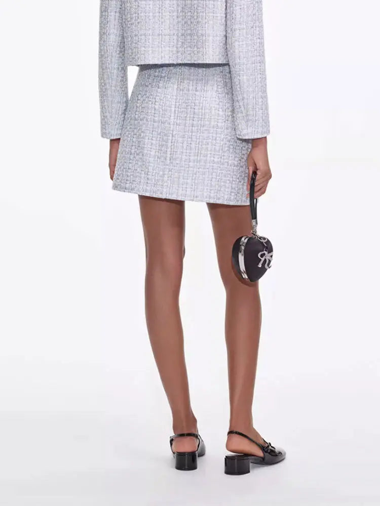 zenobia pale blue Tweed mini skirt Avalabel