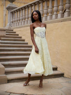 Amanda Yellow European American Style Sexy Backless Tie-Wrap Dress Avalabel
