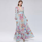 Xaviera Chiffon Mesh A-Line Printed Maxi Dress Avalabel