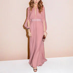 Pink Long-Sleeved Maxi Dress Avalabel
