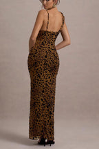 Leopard Print Slip Maxi Dress Avalabel