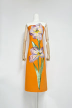 Suzanne Appliqué Floral Bustier Maxi Dress in Orange Avalabel