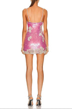 priscilla sequin floral mini dress in pink Avalabel