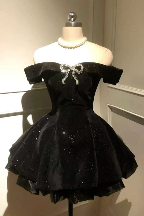 Off-the-Shoulder Bowknot Mini Prom Dresses Avalabel