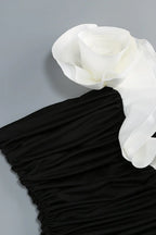 judy One Shoulder Peony Ruffle Gown in black Avalabel