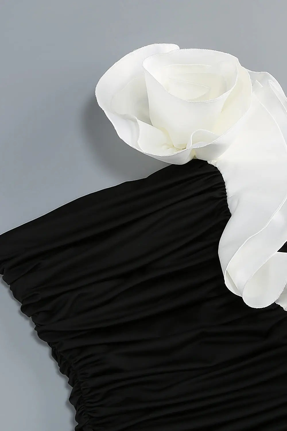 judy One Shoulder Peony Ruffle Gown in black Avalabel