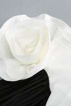 judy One Shoulder Peony Ruffle Gown in black Avalabel