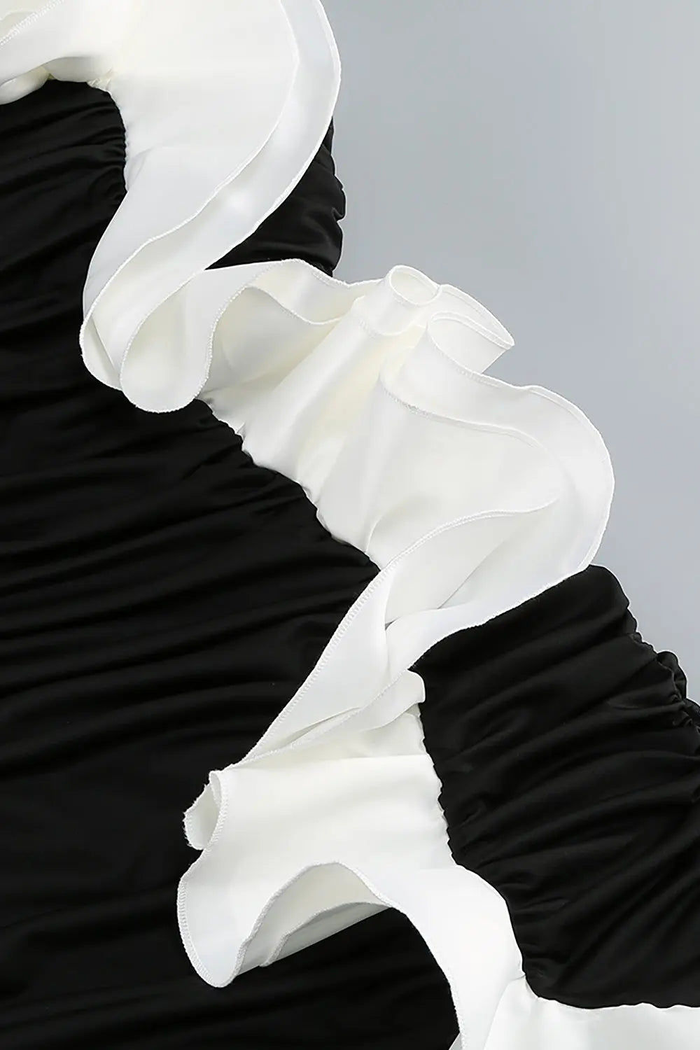 judy One Shoulder Peony Ruffle Gown in black Avalabel
