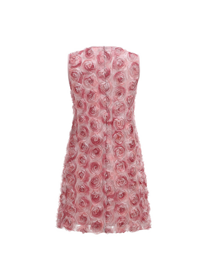 Sleeveless Flower Mini Dress In Pink