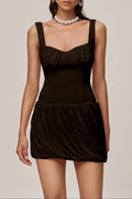Ruched Bubble Mini Dress In Coffee Avalabel