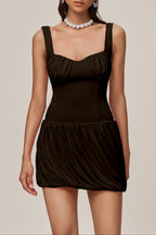 Ruched Bubble Mini Dress In Coffee Avalabel