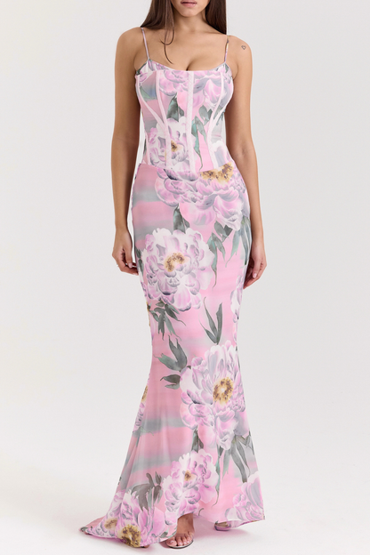 letitia Floral Corset Maxi Dress