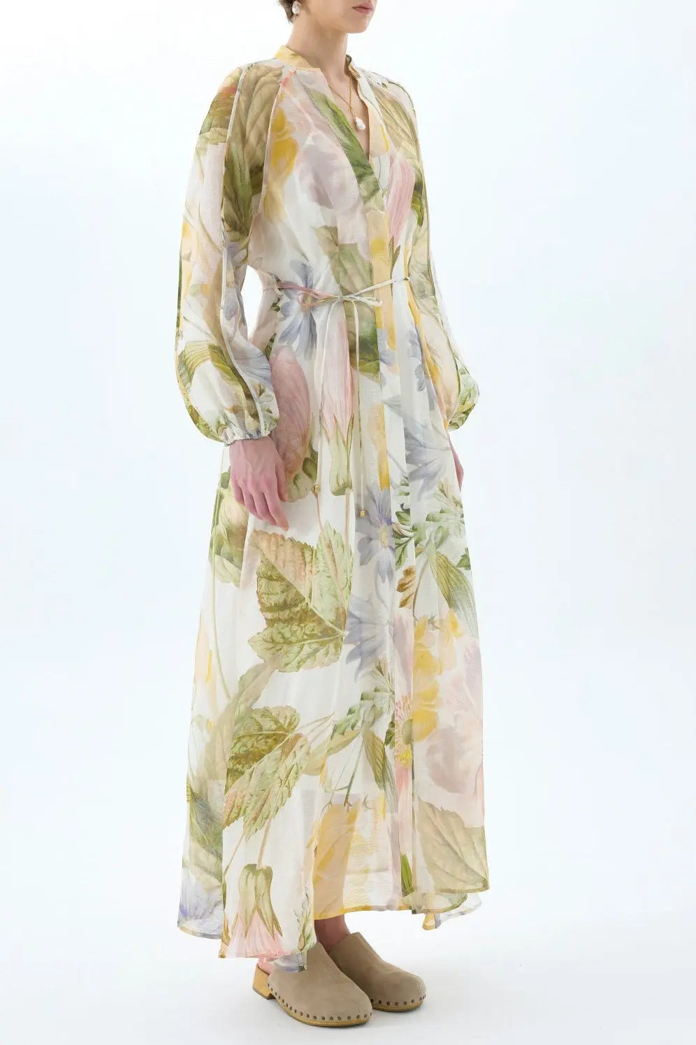 victoria colorful floral print lantern sleeve maxi dress Avalabel