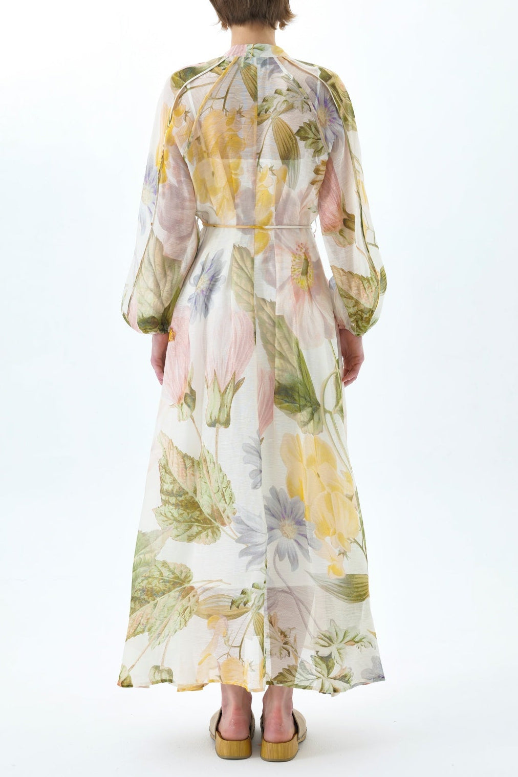 victoria colorful floral print lantern sleeve maxi dress
