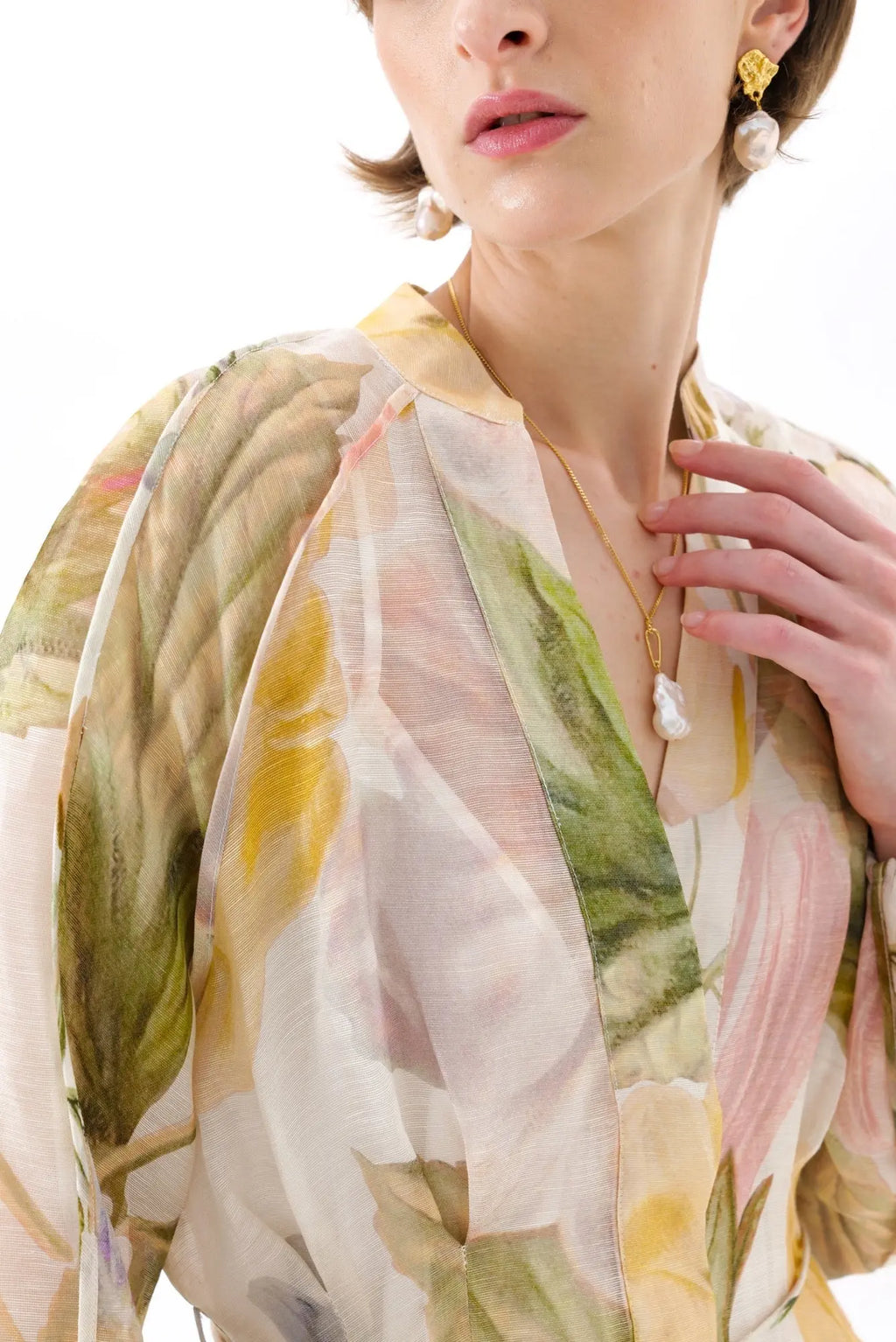 victoria colorful floral print lantern sleeve maxi dress Avalabel