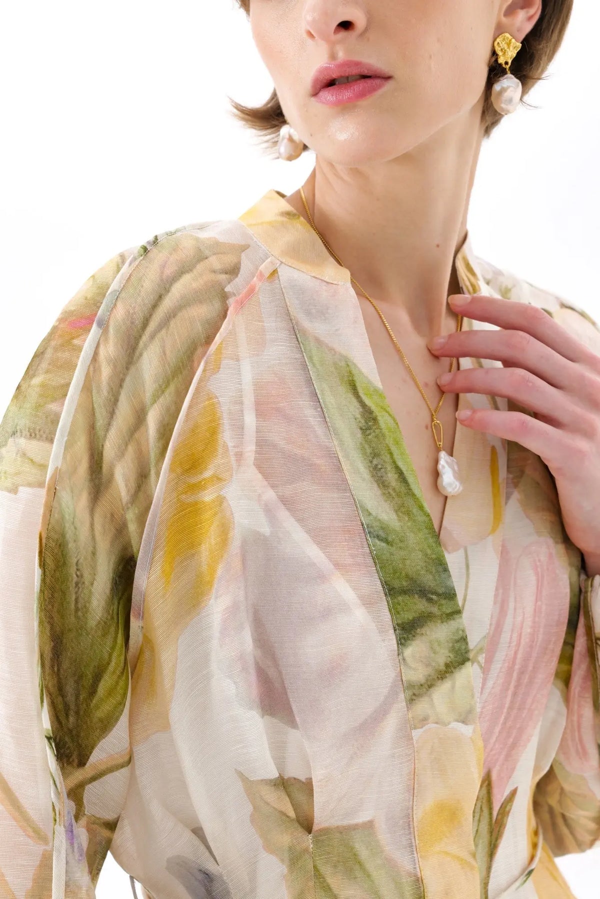 victoria colorful floral print lantern sleeve maxi dress Avalabel