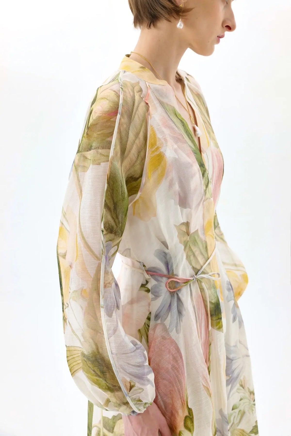 victoria colorful floral print lantern sleeve maxi dress Avalabel