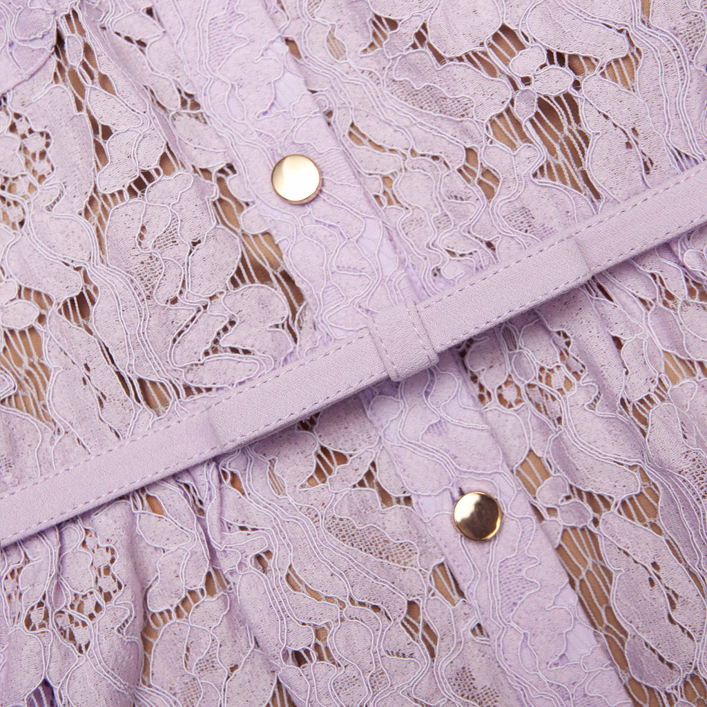 Lilac Lace Button Front Midi Dress Avalabel