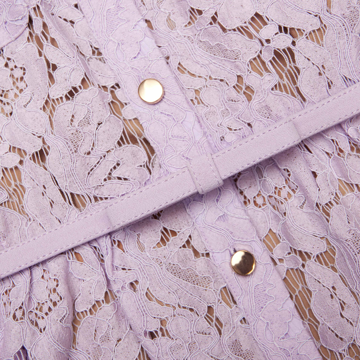 Lilac Lace Button Front Midi Dress Avalabel