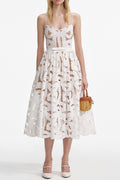 xanthe White Bow Embroidered Midi Dress Avalabel