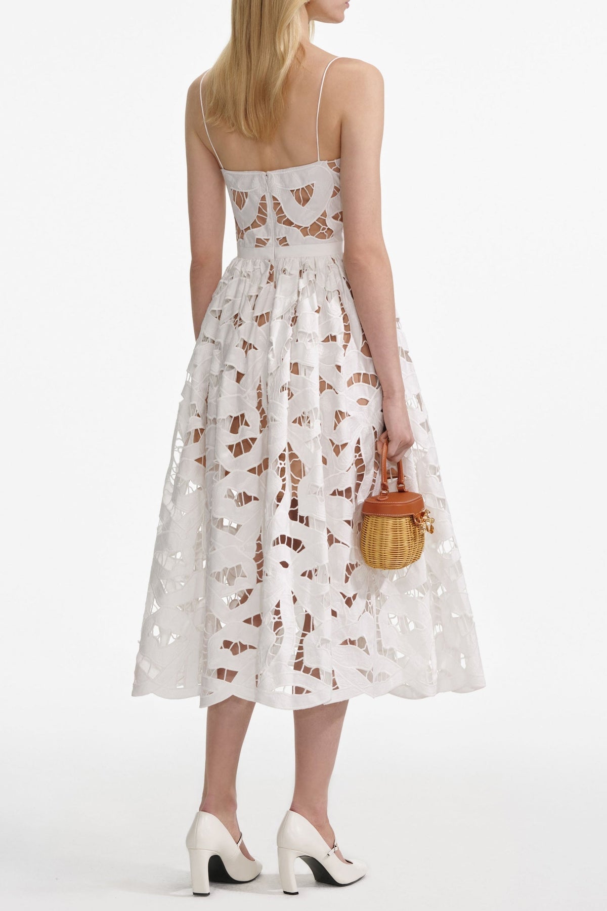 xanthe White Bow Embroidered Midi Dress Avalabel