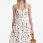 xanthe White Bow Embroidered Midi Dress Avalabel