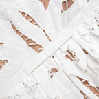 xanthe White Bow Embroidered Midi Dress Avalabel