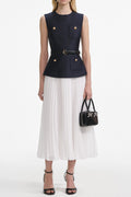 penny Navy Taffeta Midi Dress Avalabel