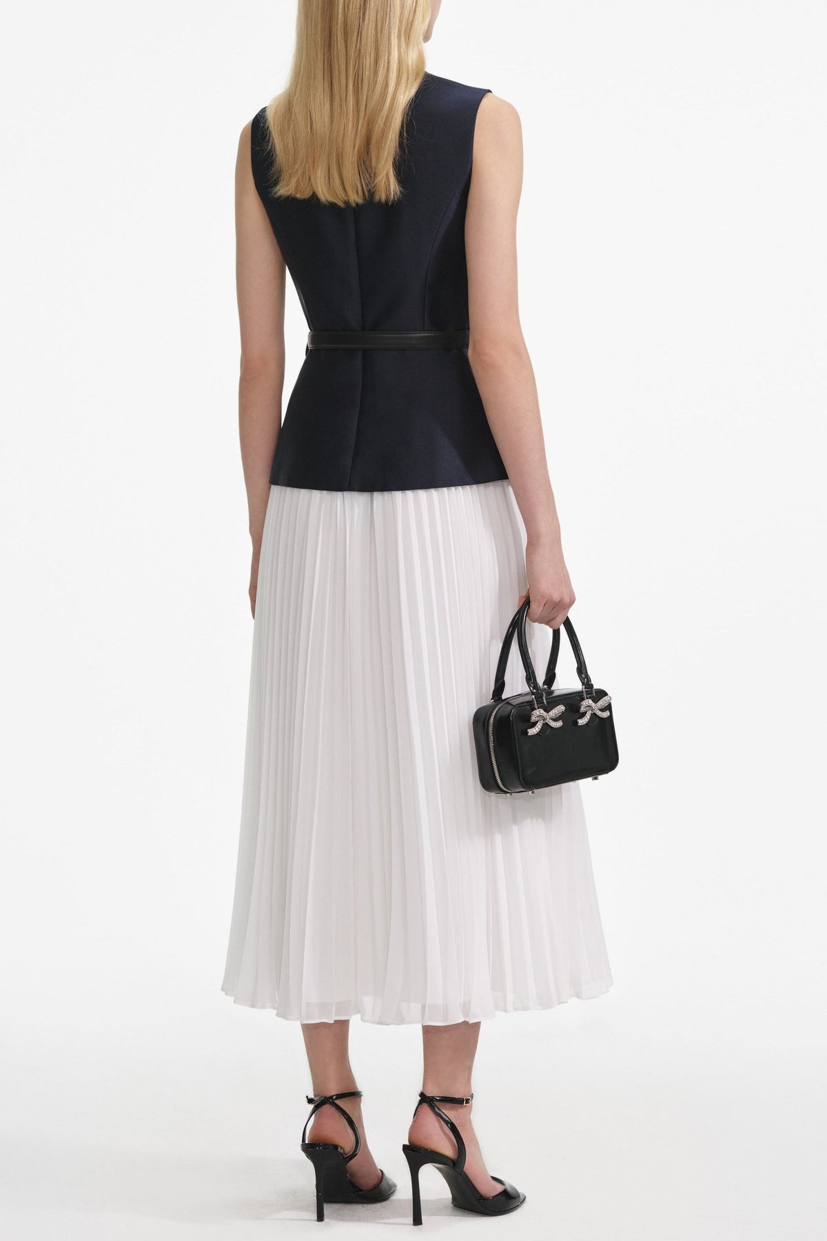 penny Navy Taffeta Midi Dress Avalabel