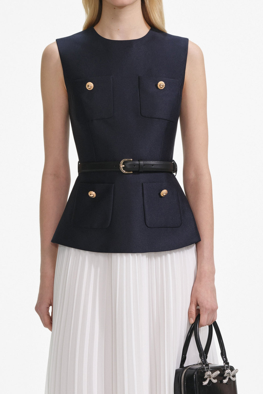 penny Navy Taffeta Midi Dress Avalabel