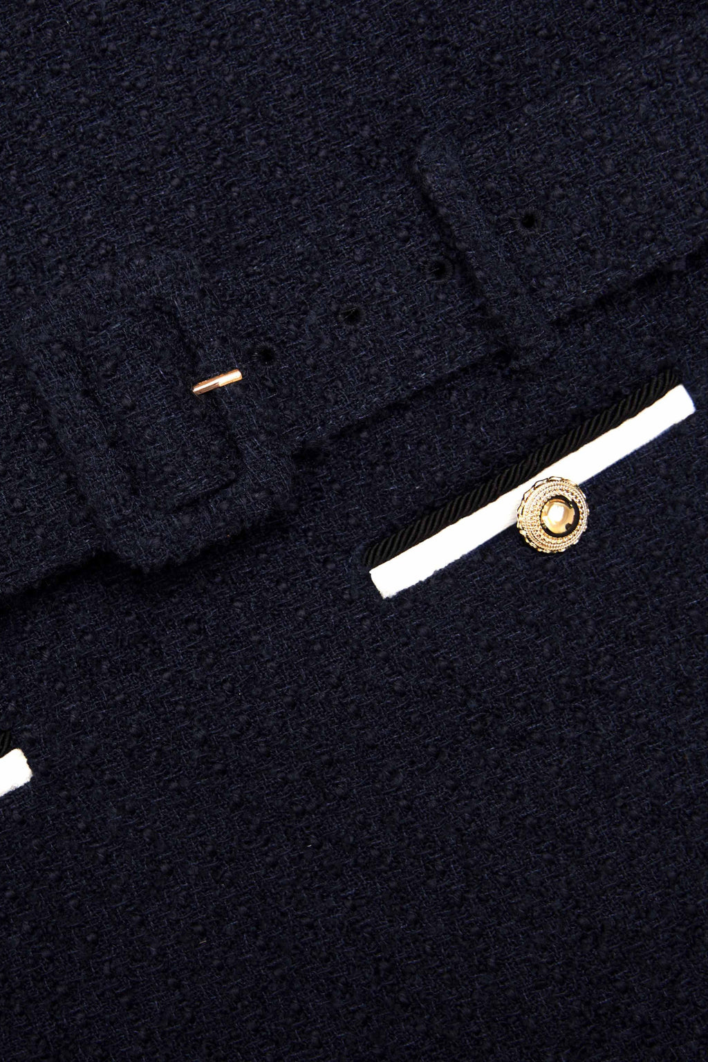 Apphia Tweed Low-Rise Pants Set in Navy Blue Avalabel