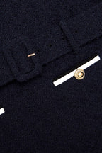 Apphia Tweed Low-Rise Pants Set in Navy Blue Avalabel