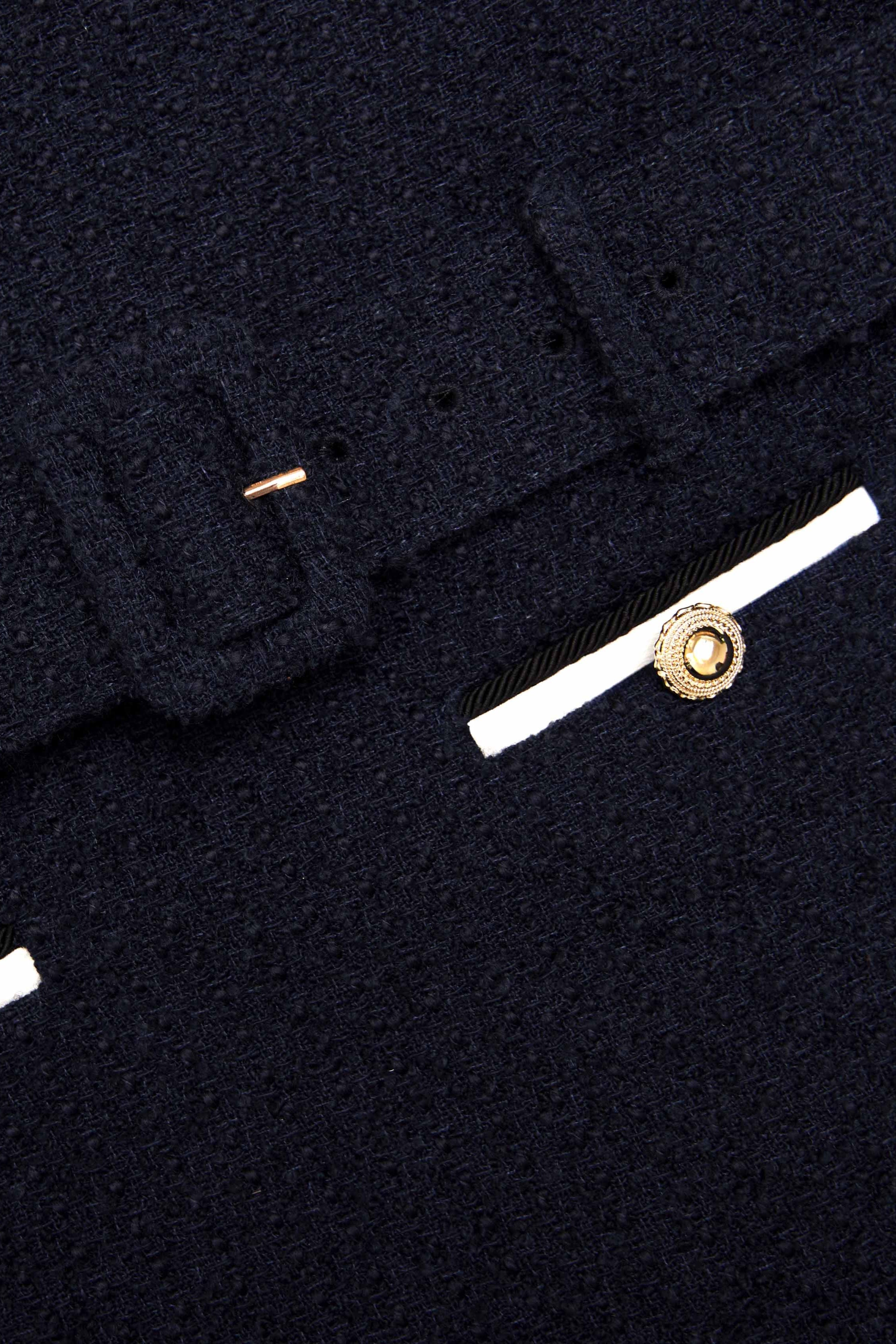 Apphia Tweed Low-Rise Pants Set in Navy Blue Avalabel