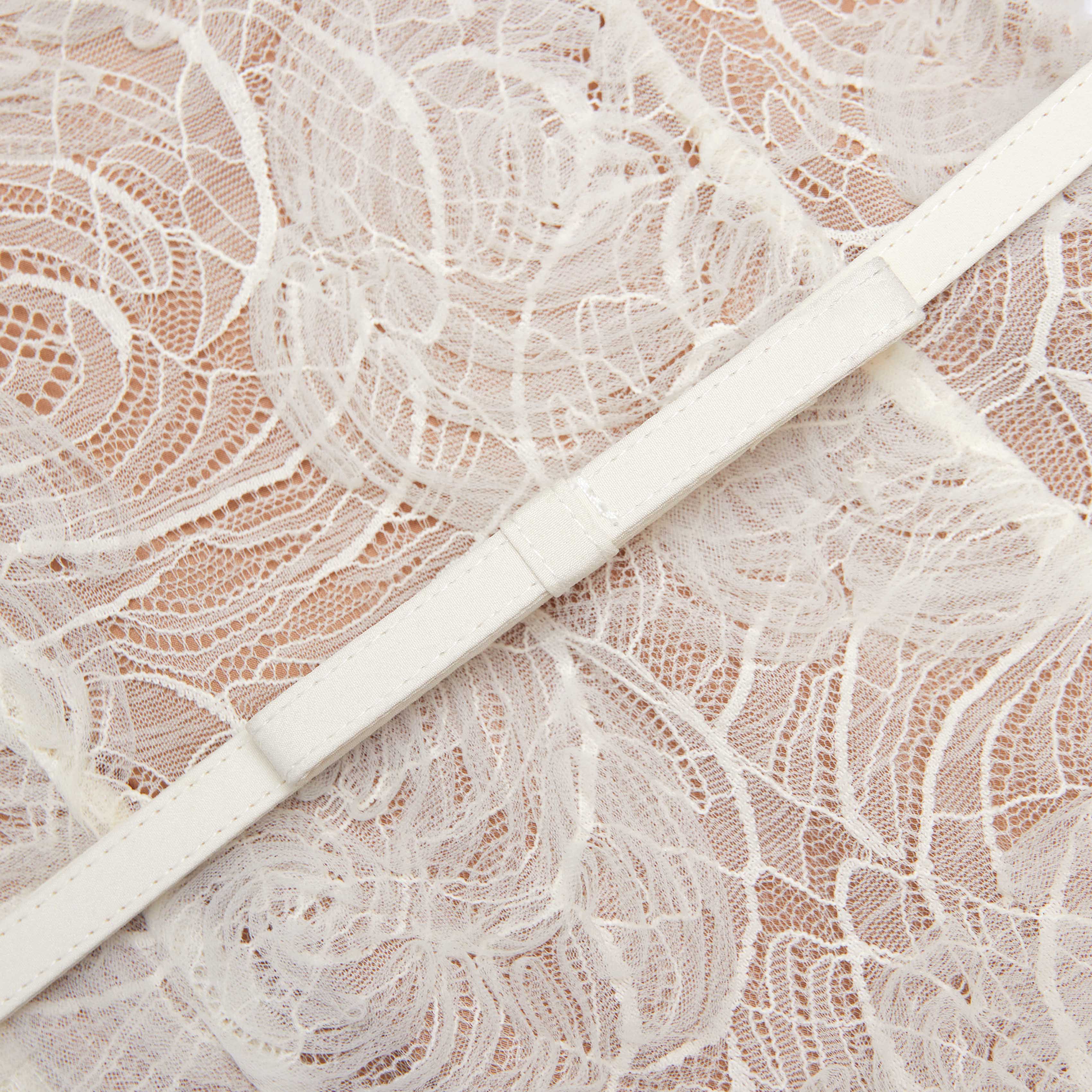 Tulle Lace Diamante Midi Dress in Beige Avalabel