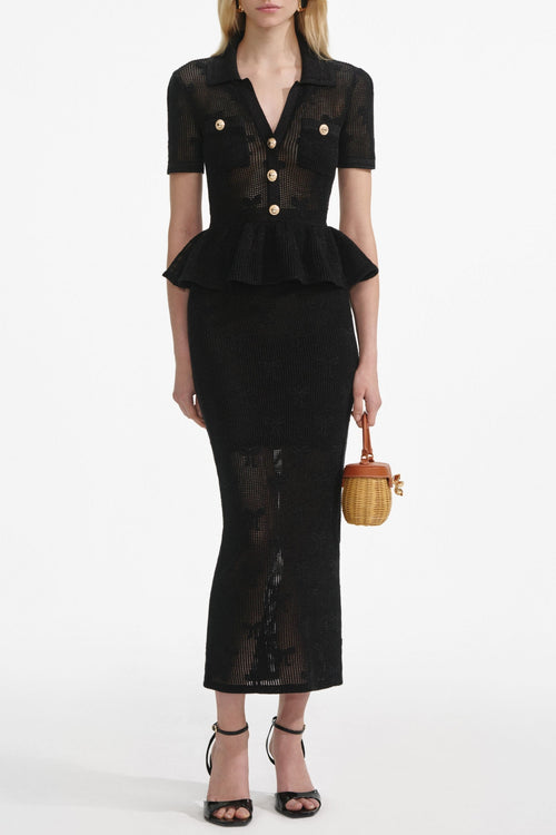 adelaide Black Bow Crochet Midi Dress Avalabel