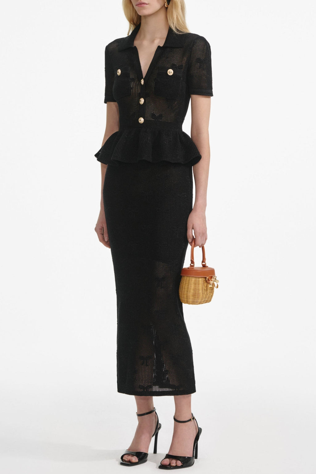 adelaide Black Bow Crochet Midi Dress Avalabel