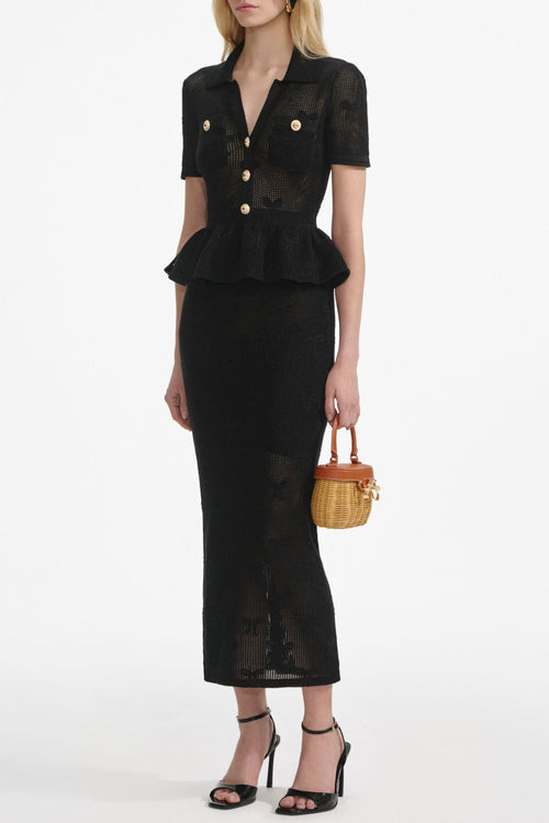 adelaide Black Bow Crochet Midi Dress Avalabel