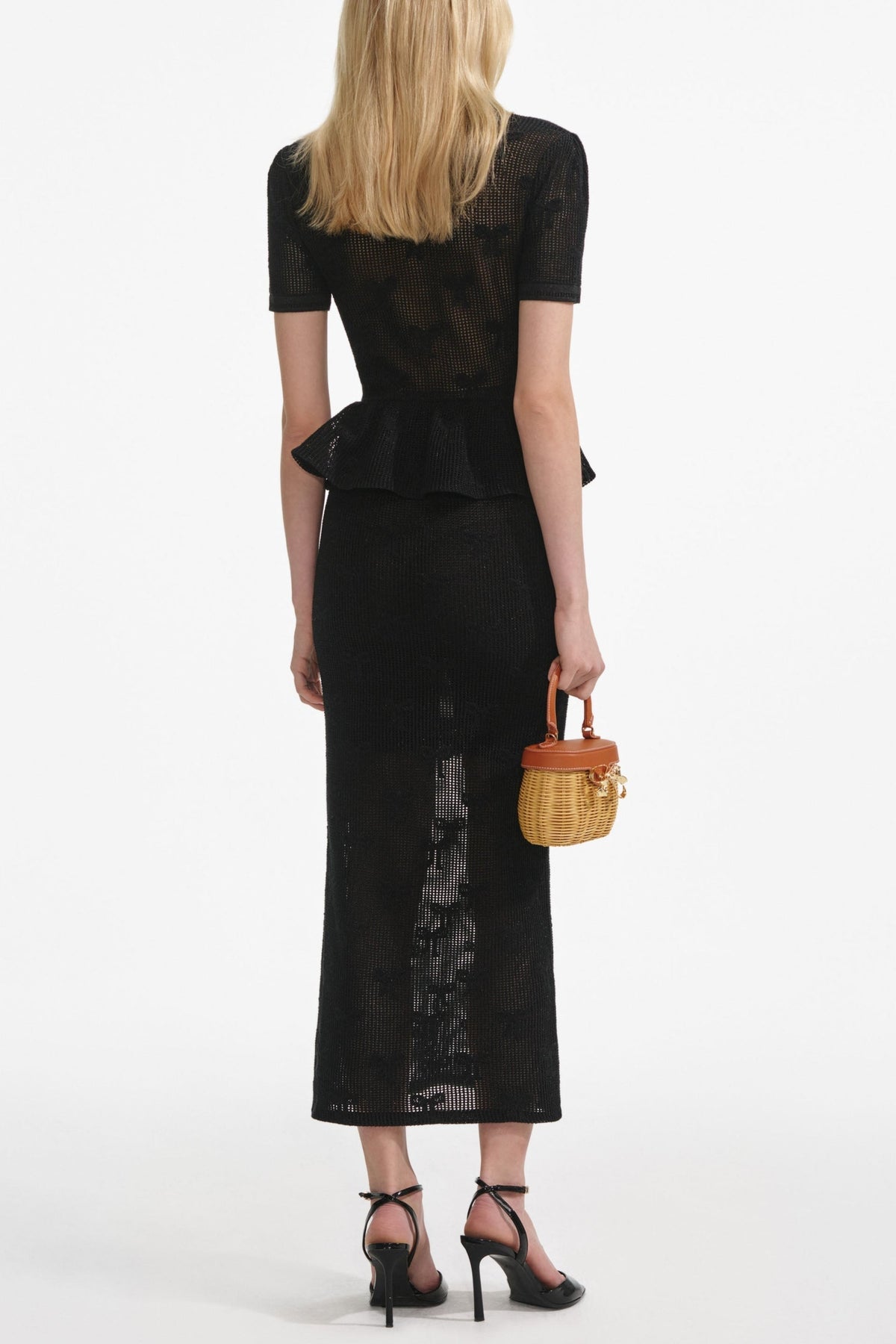 adelaide Black Bow Crochet Midi Dress Avalabel