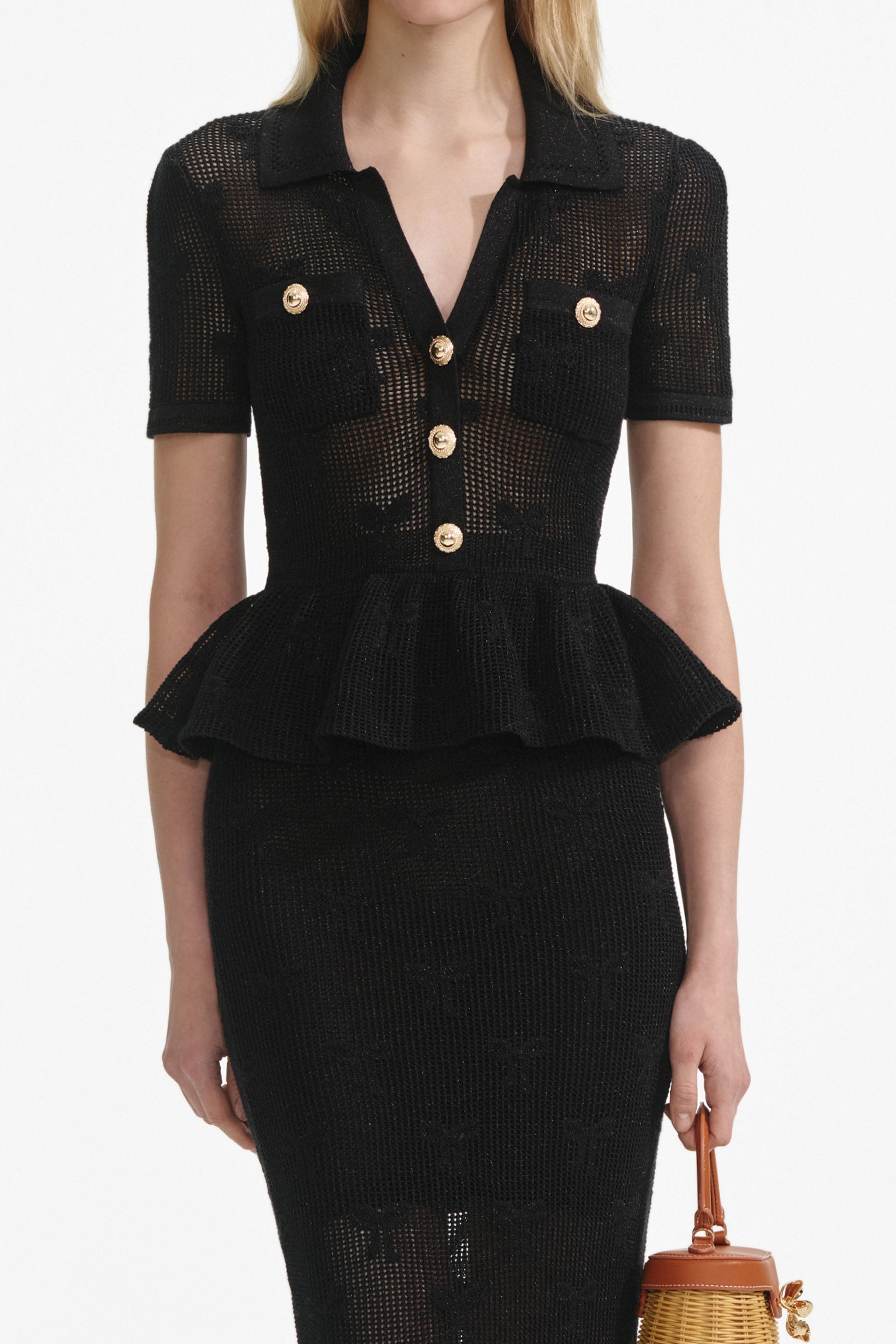 adelaide Black Bow Crochet Midi Dress Avalabel