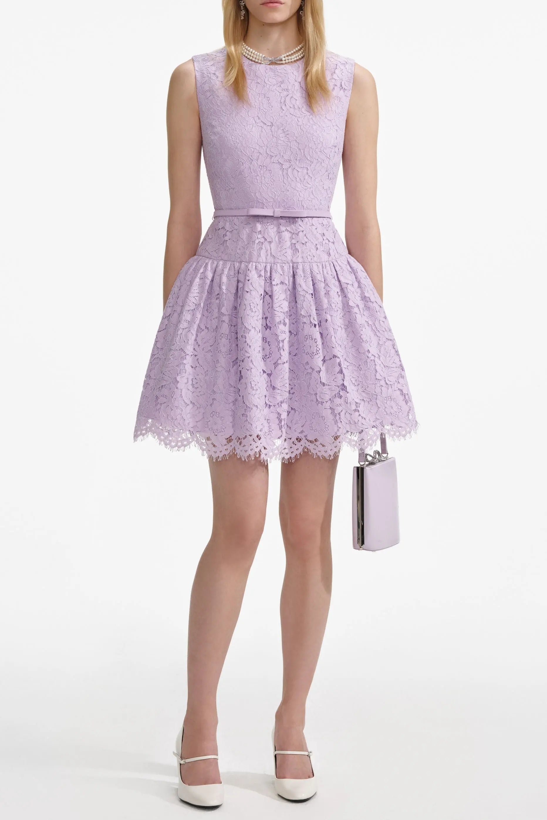 zora Lace Sleeveless Mini Dress in Lilac Avalabel