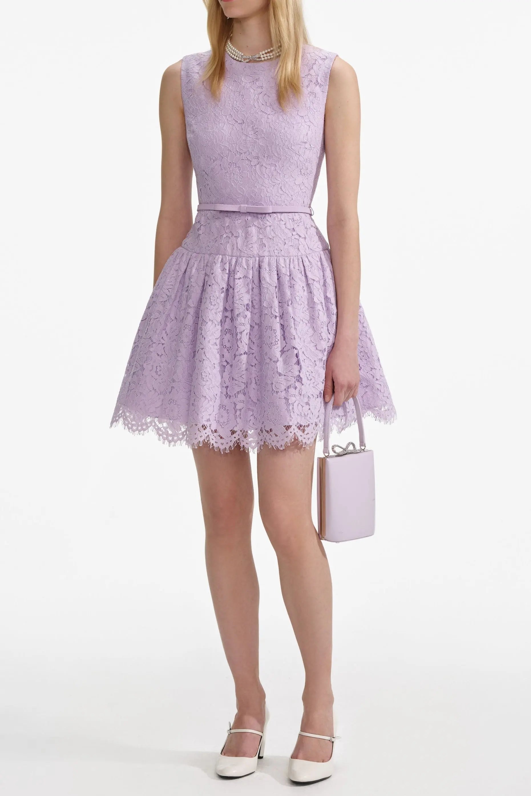 zora Lace Sleeveless Mini Dress in Lilac Avalabel