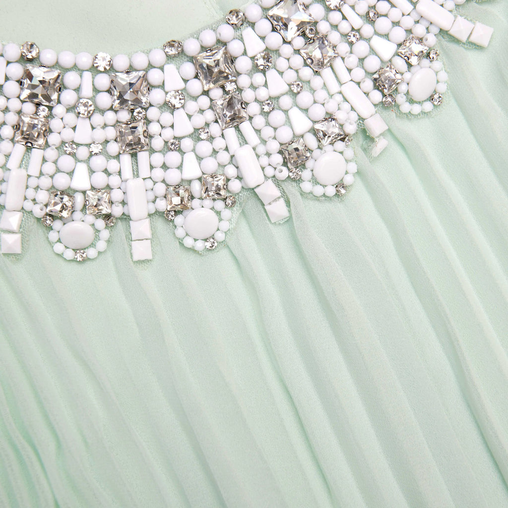 Mint Chiffon Feather Midi Dress Avalabel