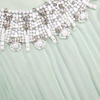 Mint Chiffon Feather Midi Dress Avalabel