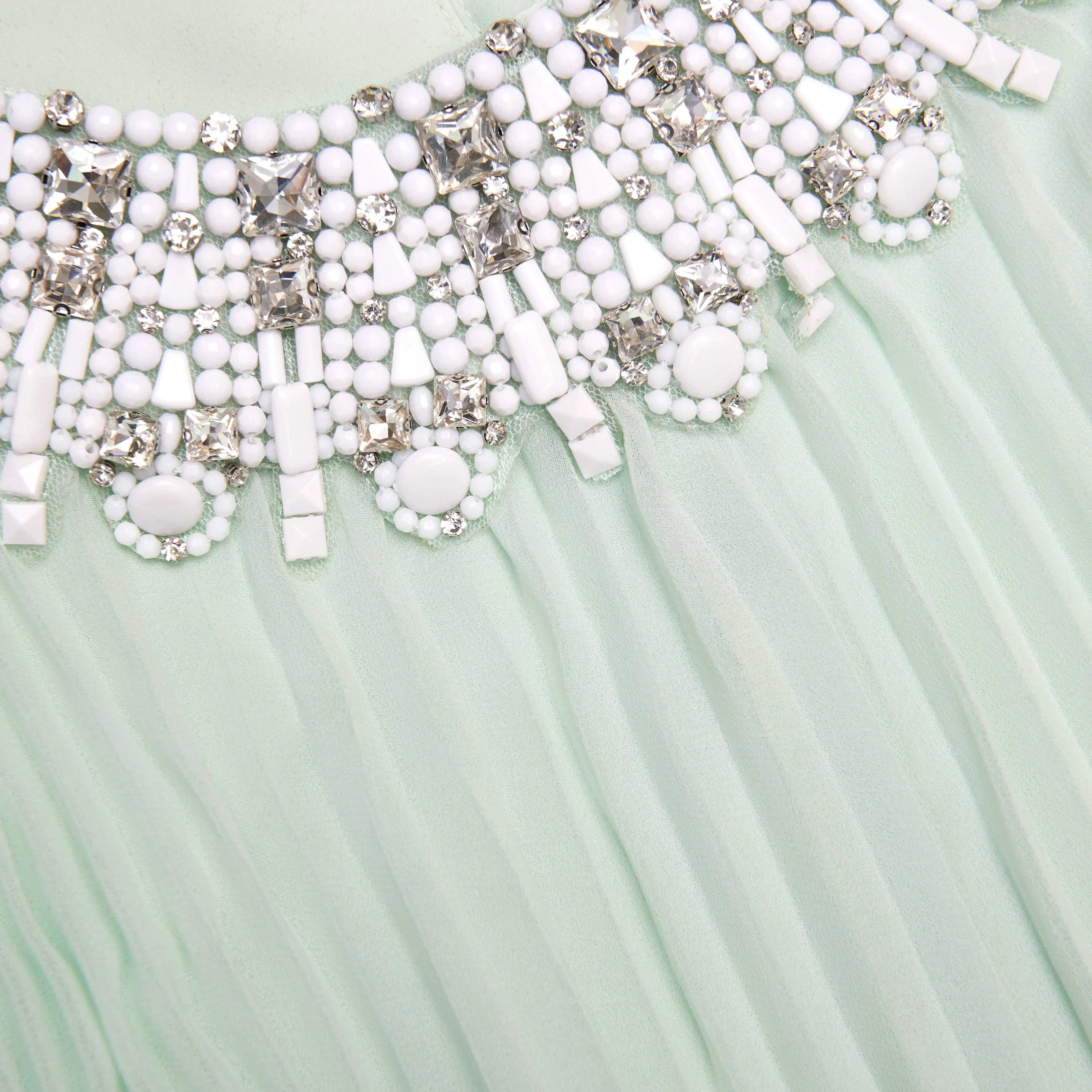 Mint Chiffon Feather Midi Dress Avalabel