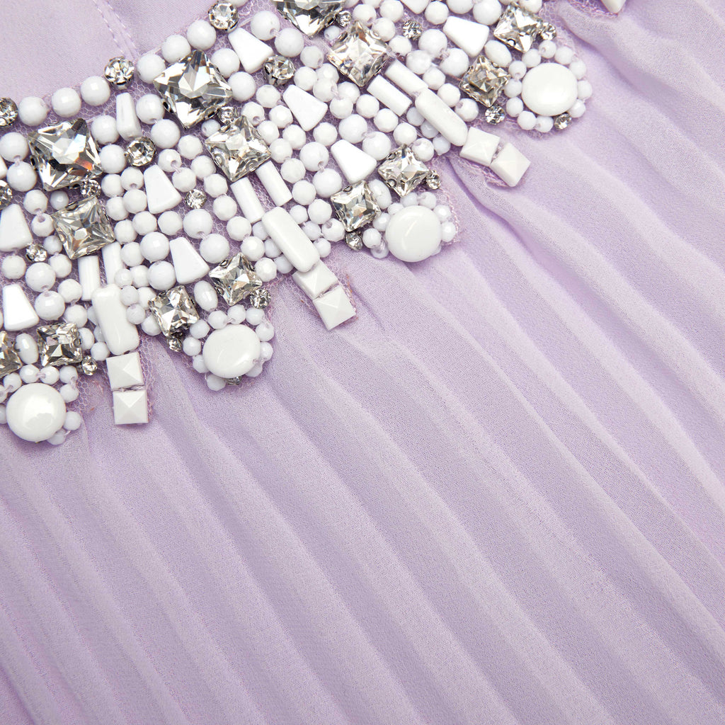 Lilac Chiffon Feather Midi Dress Avalabel